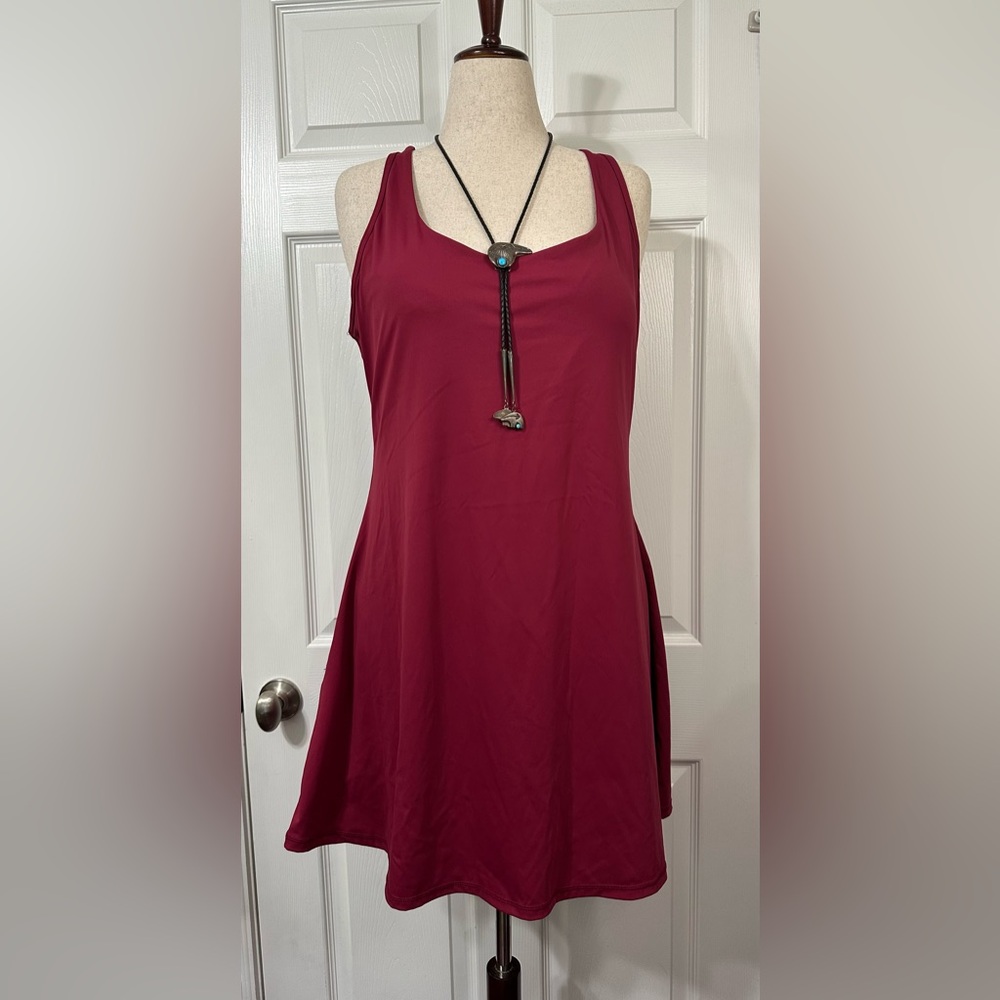 Burgundy Sleeveless Swimsuit Dress with built in Shorts & Pockets (Suit Only)